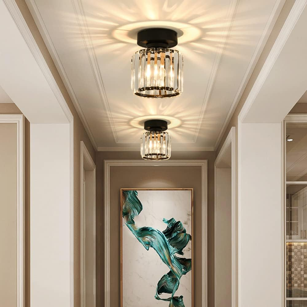 Modern Ceiling Light Fixture Hallway Metal & Glass Design - Image 12