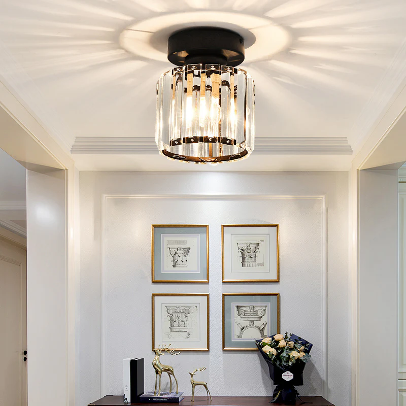 Modern Ceiling Light Fixture Hallway Metal & Glass Design - Image 14