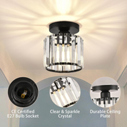 Modern Ceiling Light Fixture Hallway Metal & Glass Design - Image 19