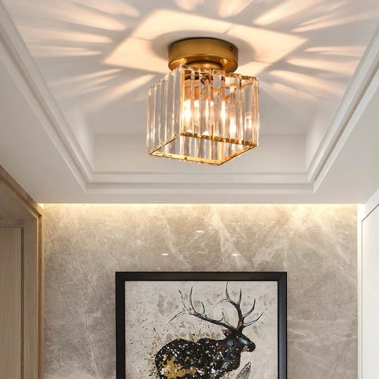 Modern Ceiling Light Fixture Hallway Metal & Glass Design - Image 21