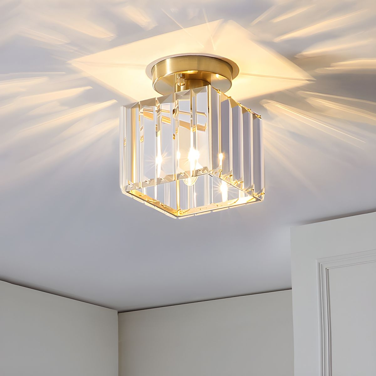 Modern Ceiling Light Fixture Hallway Metal & Glass Design - Image 22