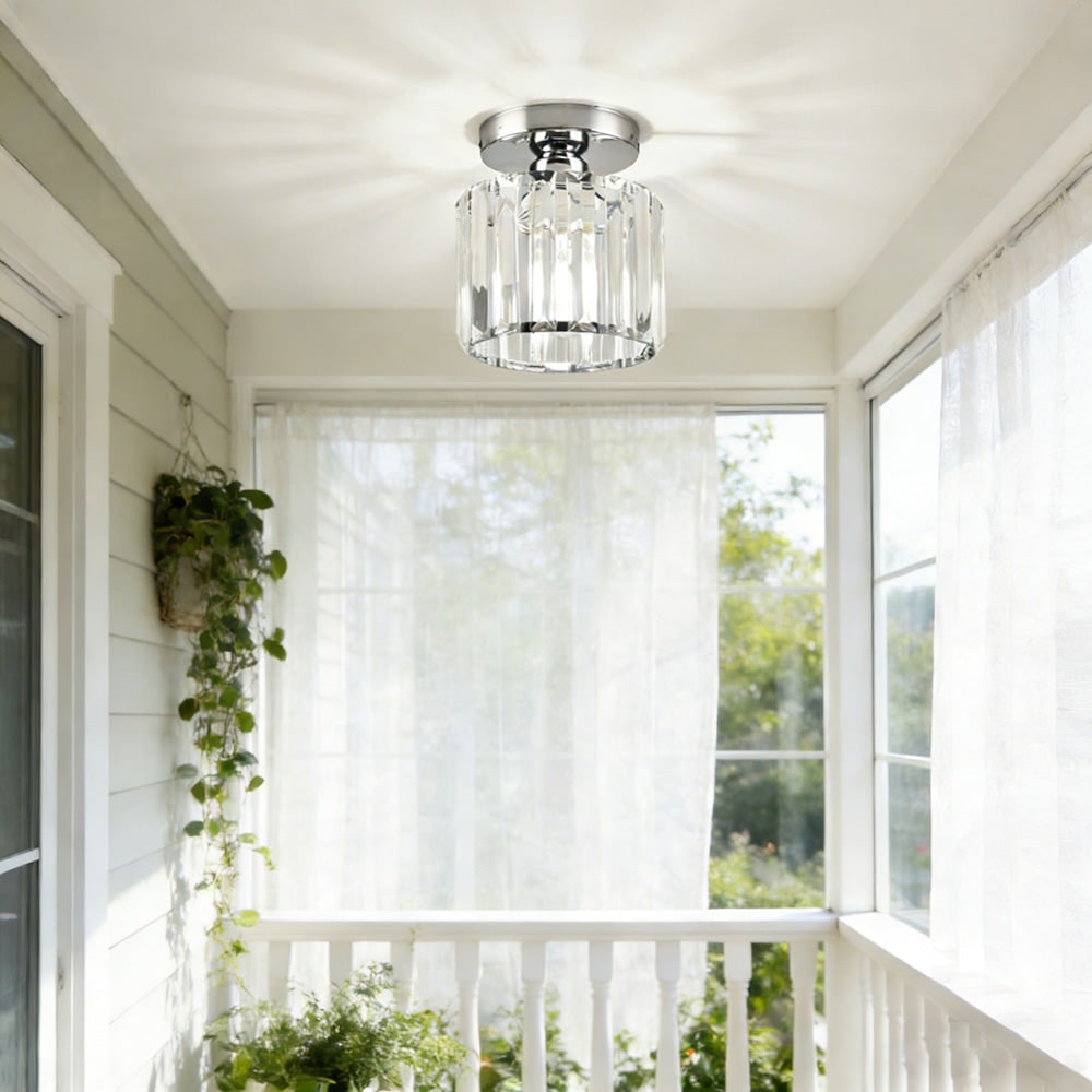 Modern Ceiling Light Fixture Hallway Metal & Glass Design - Image 27