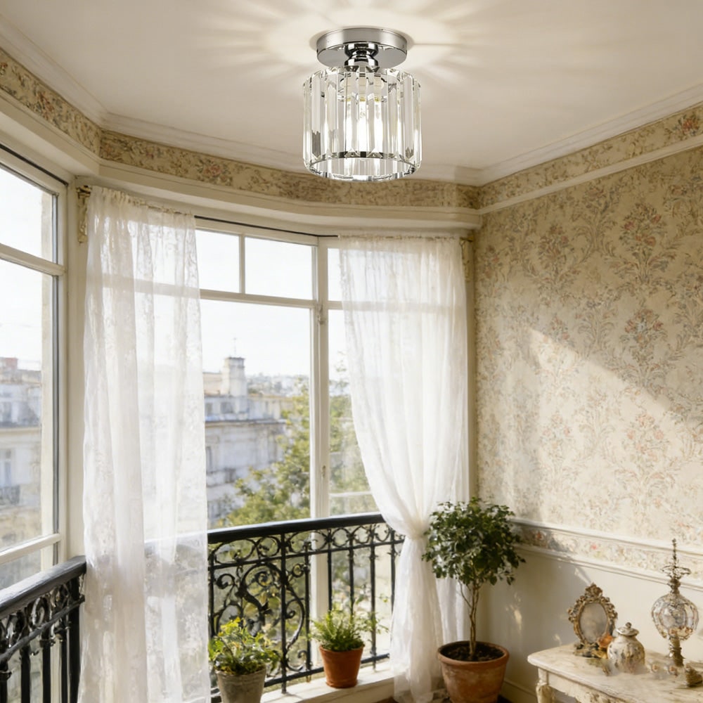 Modern Ceiling Light Fixture Hallway Metal & Glass Design - Image 28