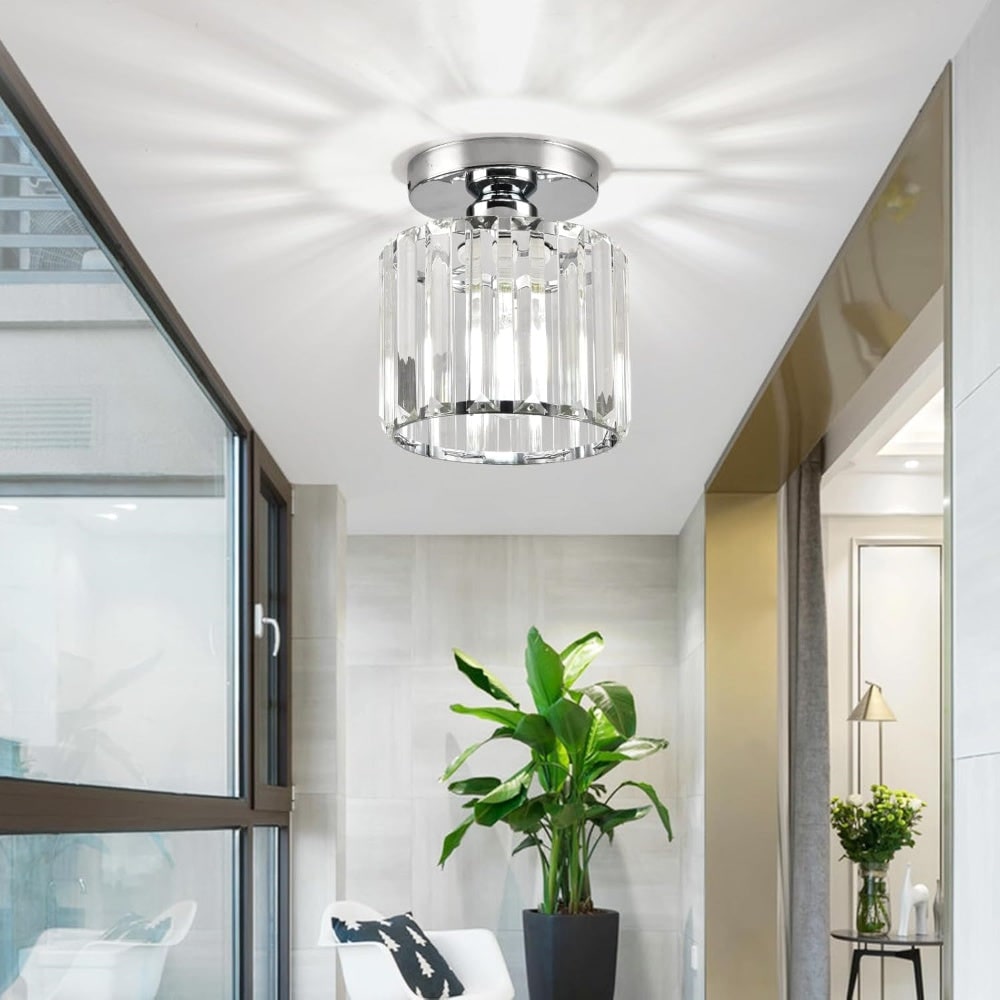 Modern Ceiling Light Fixture Hallway Metal & Glass Design - Image 31