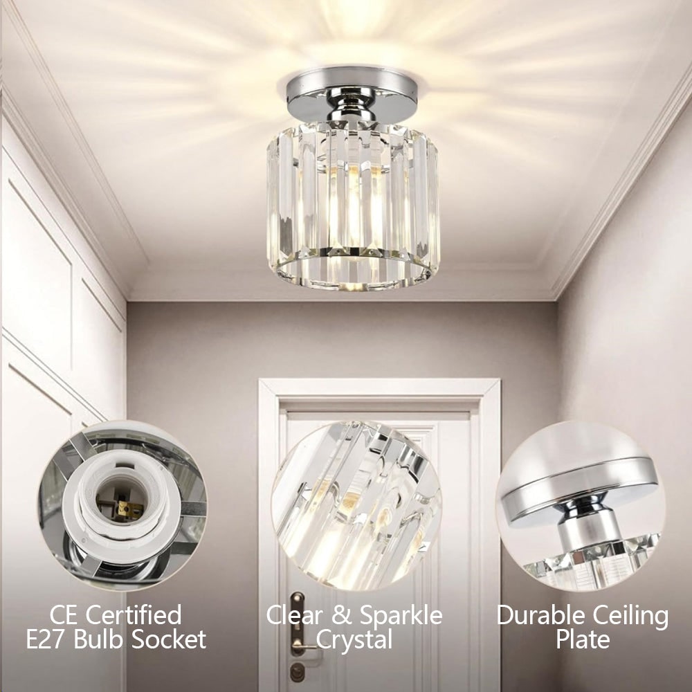Modern Ceiling Light Fixture Hallway Metal & Glass Design - Image 33