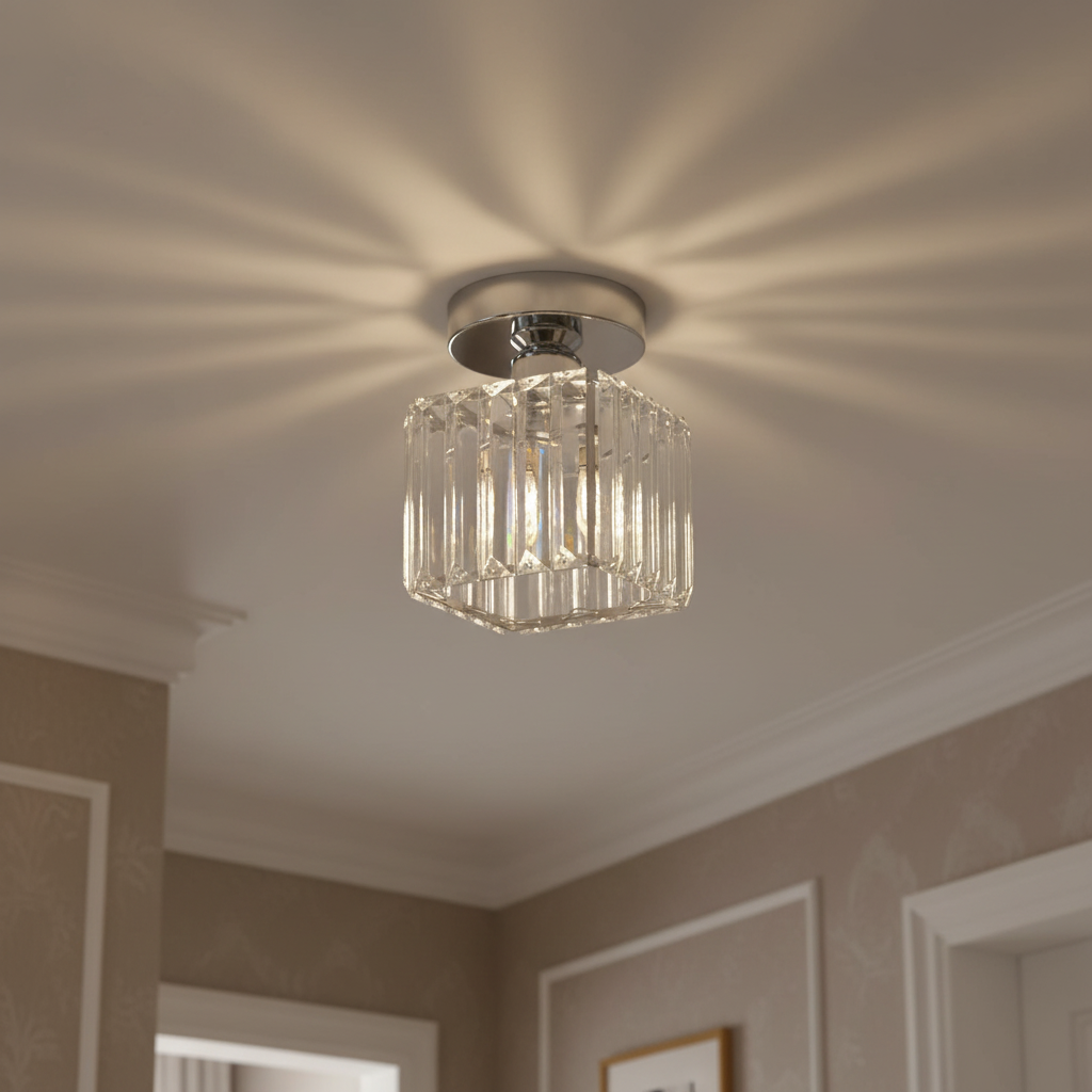 Modern Ceiling Light Fixture Hallway Metal & Glass Design - Image 37