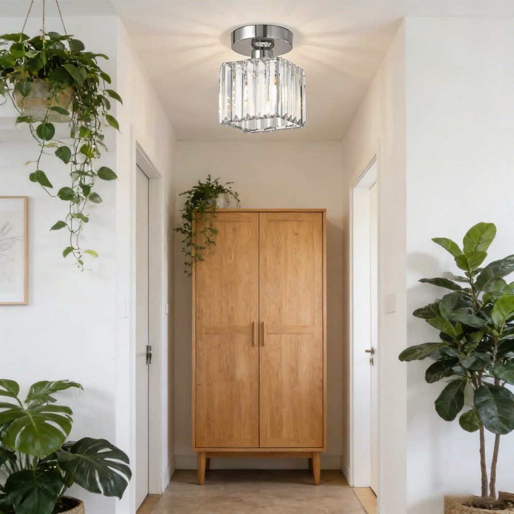 Modern Ceiling Light Fixture Hallway Metal & Glass Design - Image 41