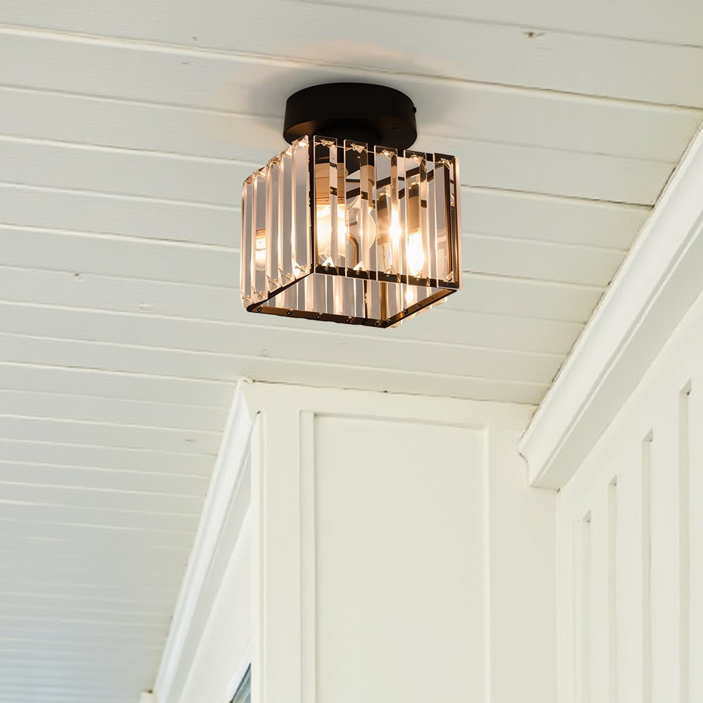 Modern Ceiling Light Fixture Hallway Metal & Glass Design - Image 7