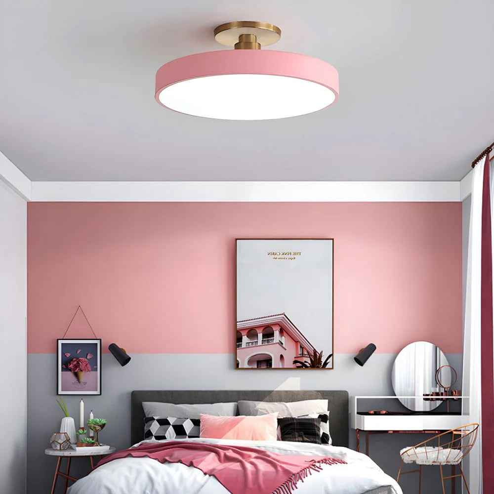 Modern Circular Ceiling Fixture Bedroom LED Semi Flush Mount - Image 15