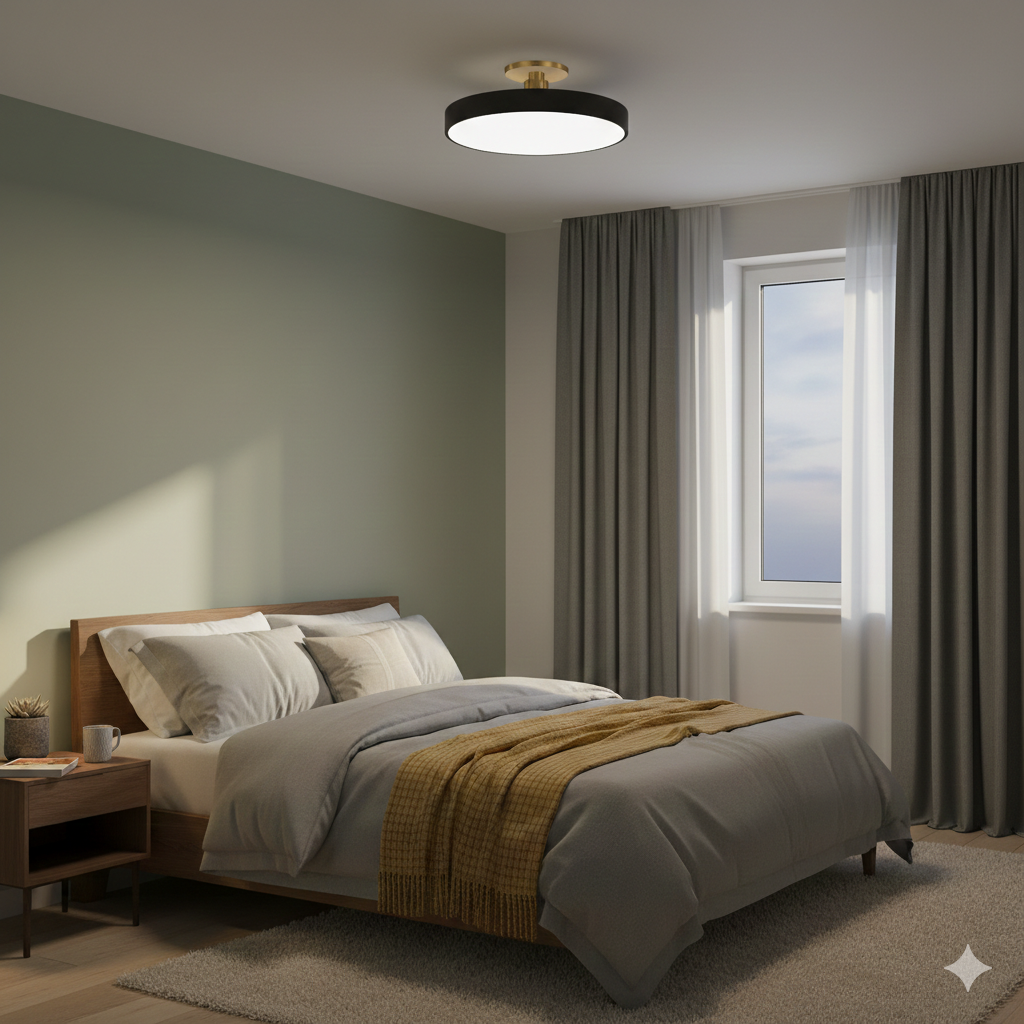 Modern Circular Ceiling Fixture Bedroom LED Semi Flush Mount - Image 4