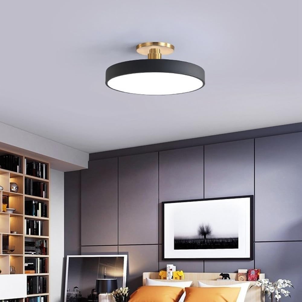 Modern Circular Ceiling Fixture Bedroom LED Semi Flush Mount - Image 6