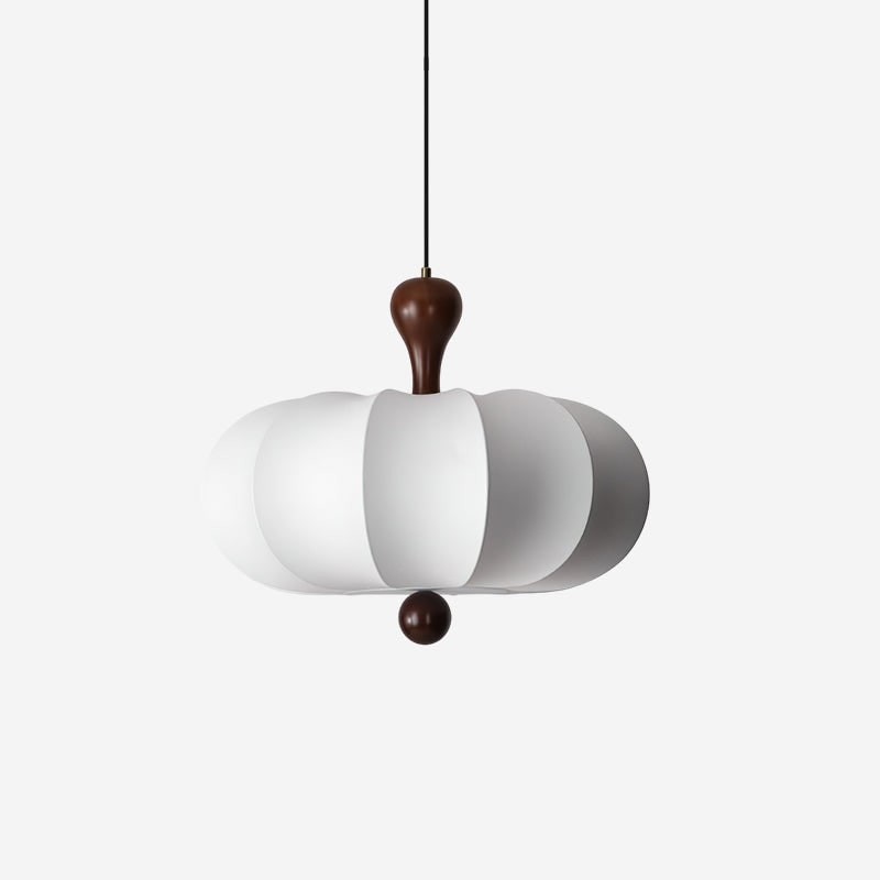 Modern White Pendant Light Wooden Accent - Image 1