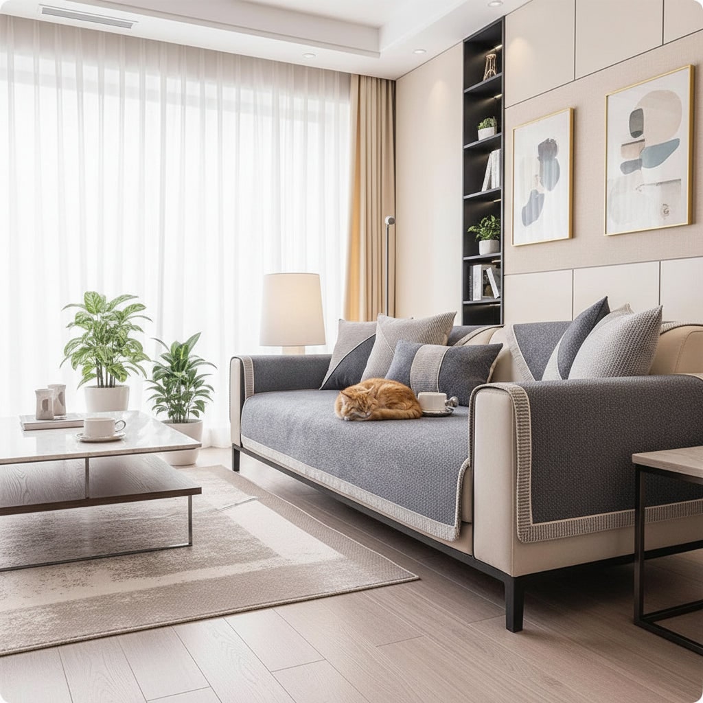 Non-Slip Cotton-Linen Sofa Cover All Seasons Home - Image 5