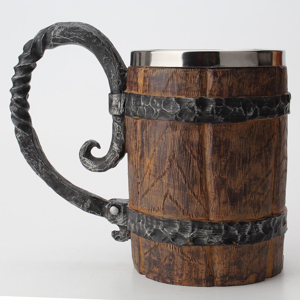 Nordic Insulated Mug Hot or Cold Beverages Rustic Wood Design - Image 1