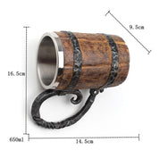 Nordic Insulated Mug Hot or Cold Beverages Rustic Wood Design - Image 3