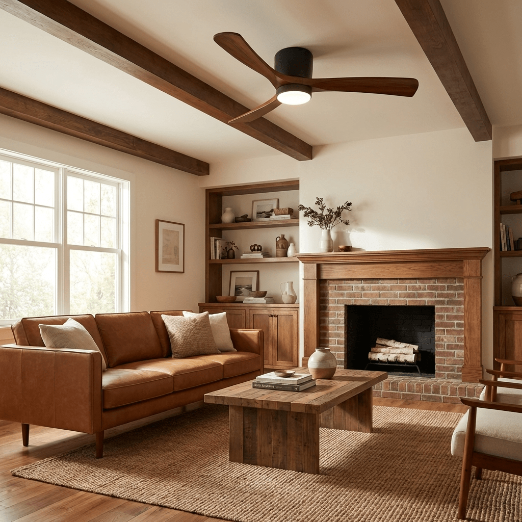 Nordic Wood Ceiling Fan Light Modern Design Living Room - Image 3