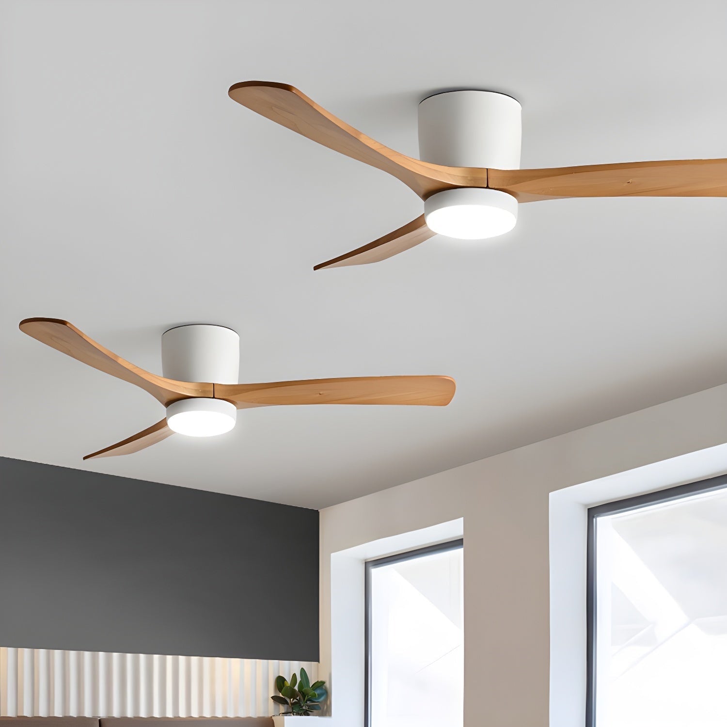 Nordic Wood Ceiling Fan Light Modern Design Living Room - Image 31