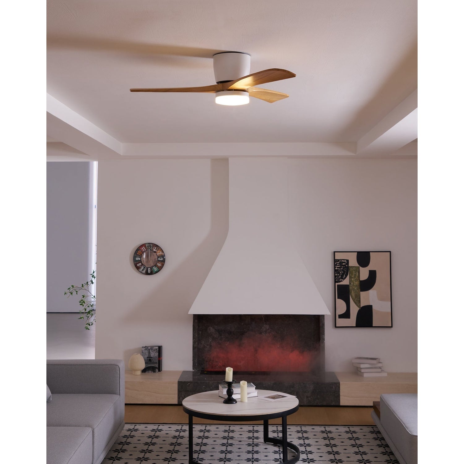 Nordic Wood Ceiling Fan Light Modern Design Living Room - Image 58
