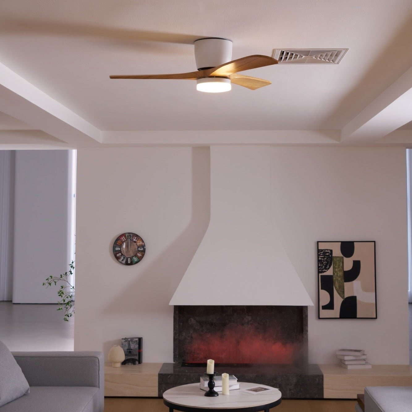 Nordic Wood Ceiling Fan Light Modern Design Living Room - Image 59