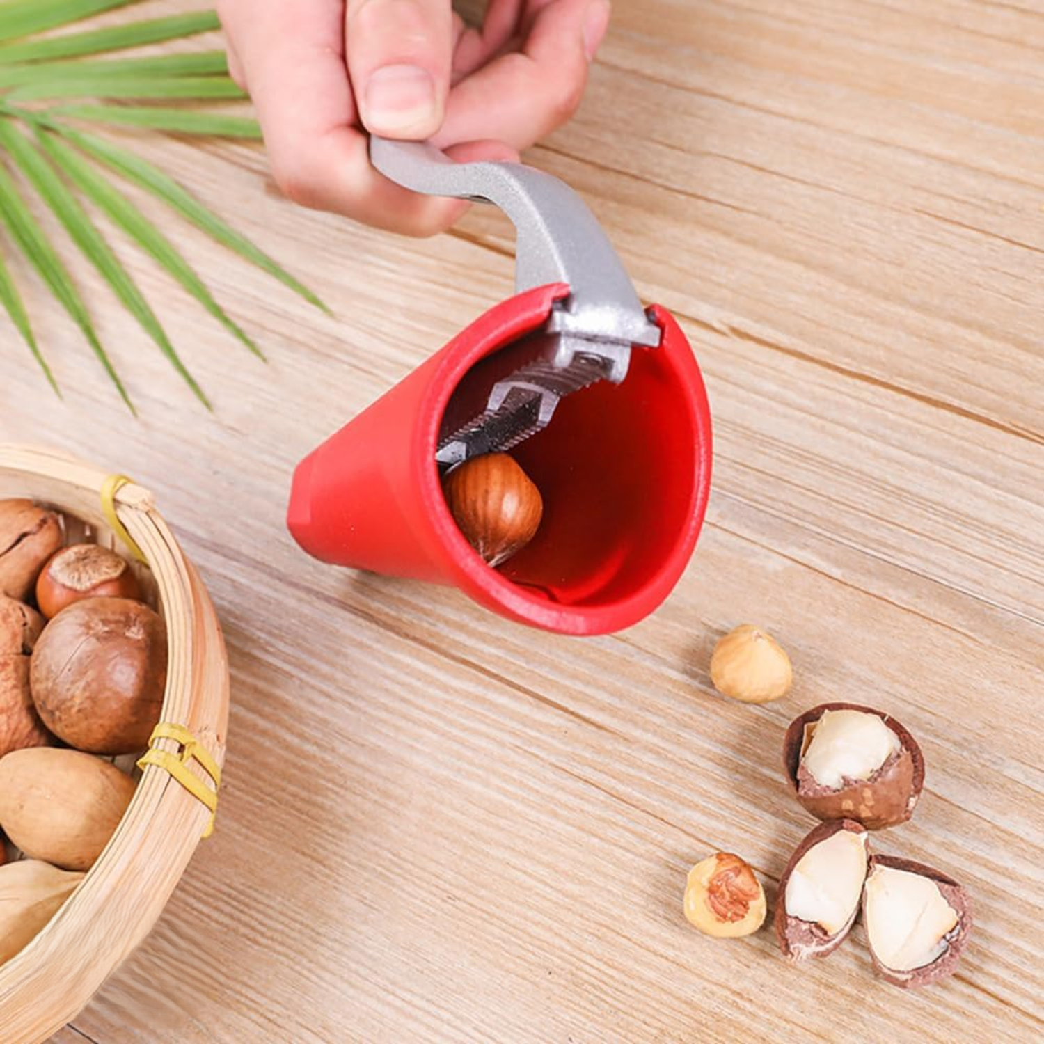 Nut Cracker Tool Easy Shelling Ergonomic Red Design