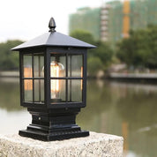 Outdoor Black Metal Lantern Post Light Garden or Patio - Image 1