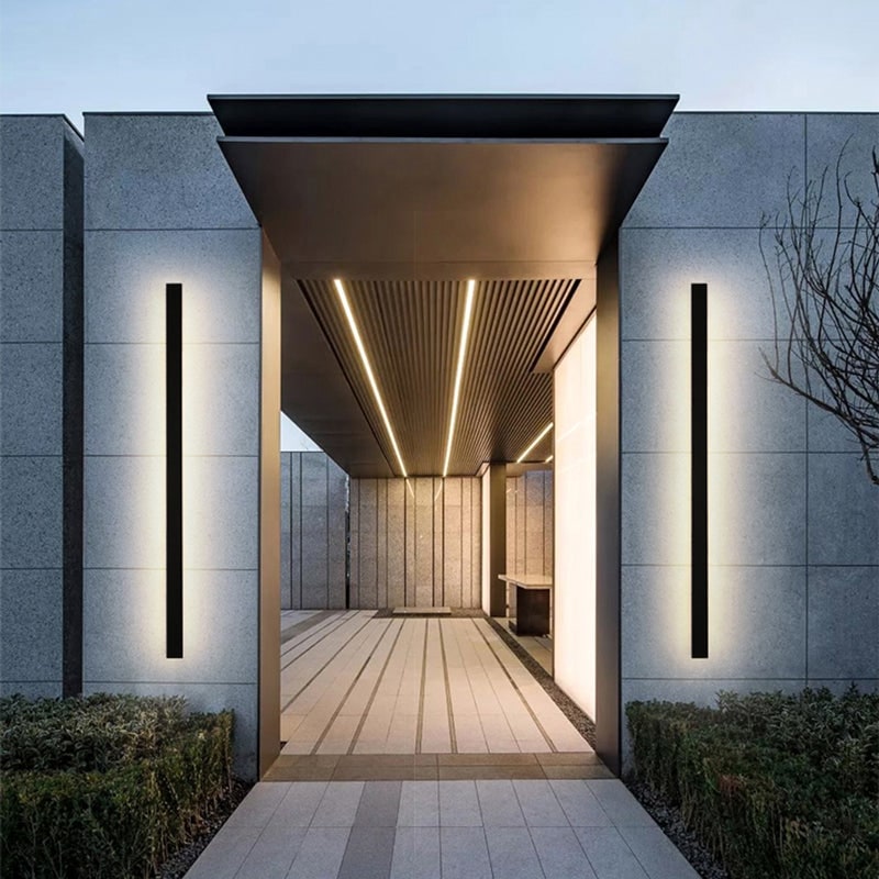 Outdoor Wall Lamp Minimalist Black Metal LED - Image 29