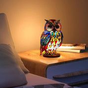 Owl Table Lamp Colorful Stained Glass Night Light Room - Image 4