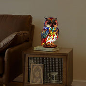 Owl Table Lamp Colorful Stained Glass Night Light Room - Image 5