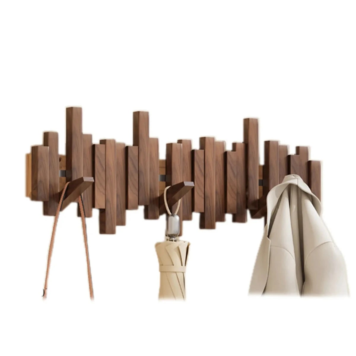 Piano-Style Wooden Wall Coat Rack Elegant Design Home Organization - Image 2