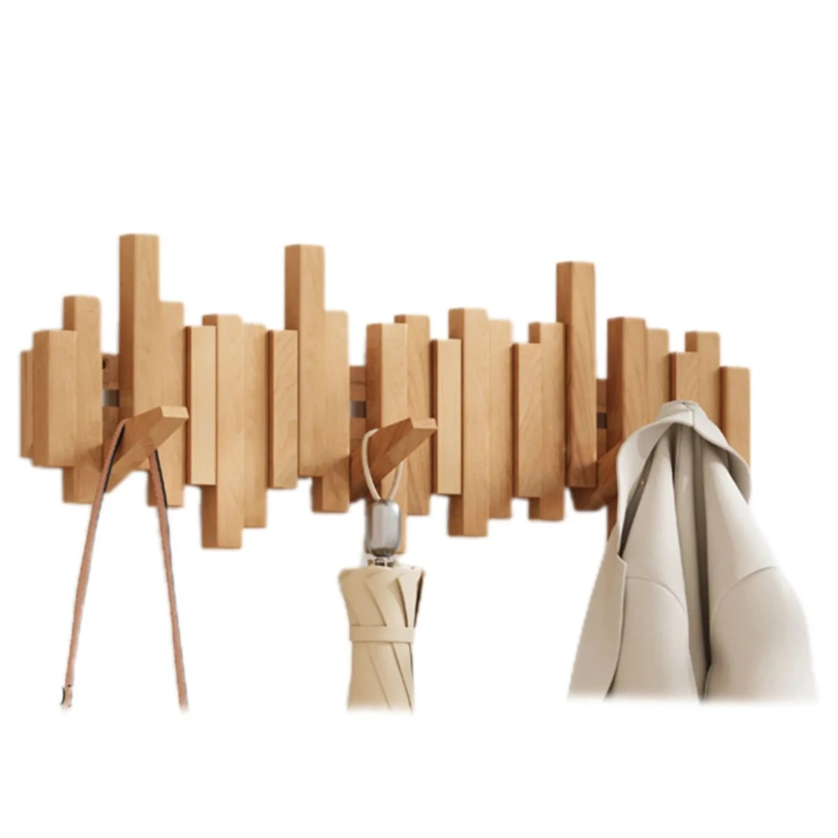 Piano-Style Wooden Wall Coat Rack Elegant Design Home Organization - Image 4