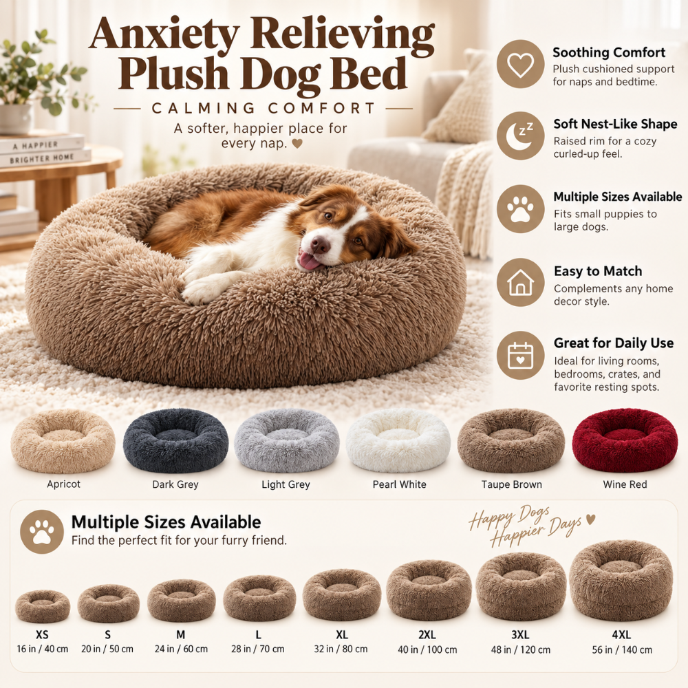 Plush Dog Bed Soft Dog Bed Cozy Round Design - Image 7