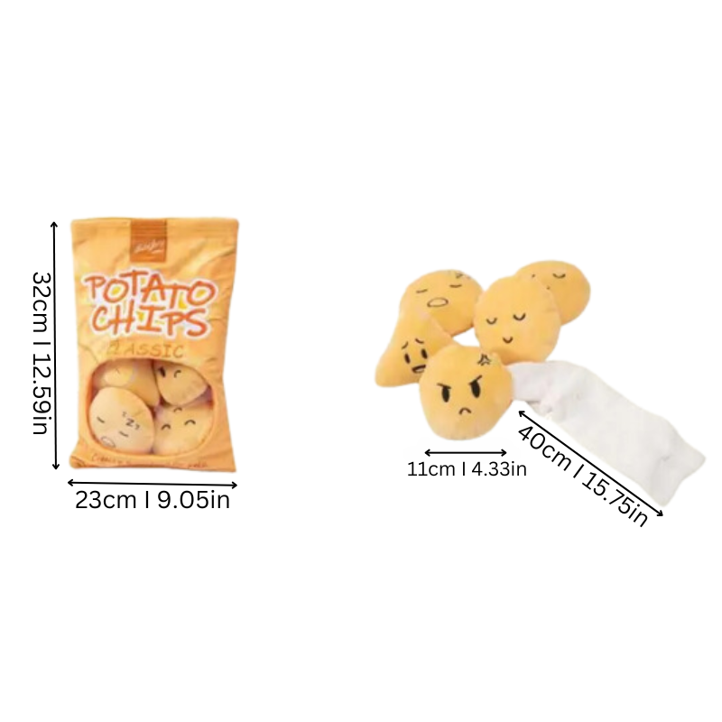 Plush Dog Toy Set Potato Chip Design Interactive Play - Image 2