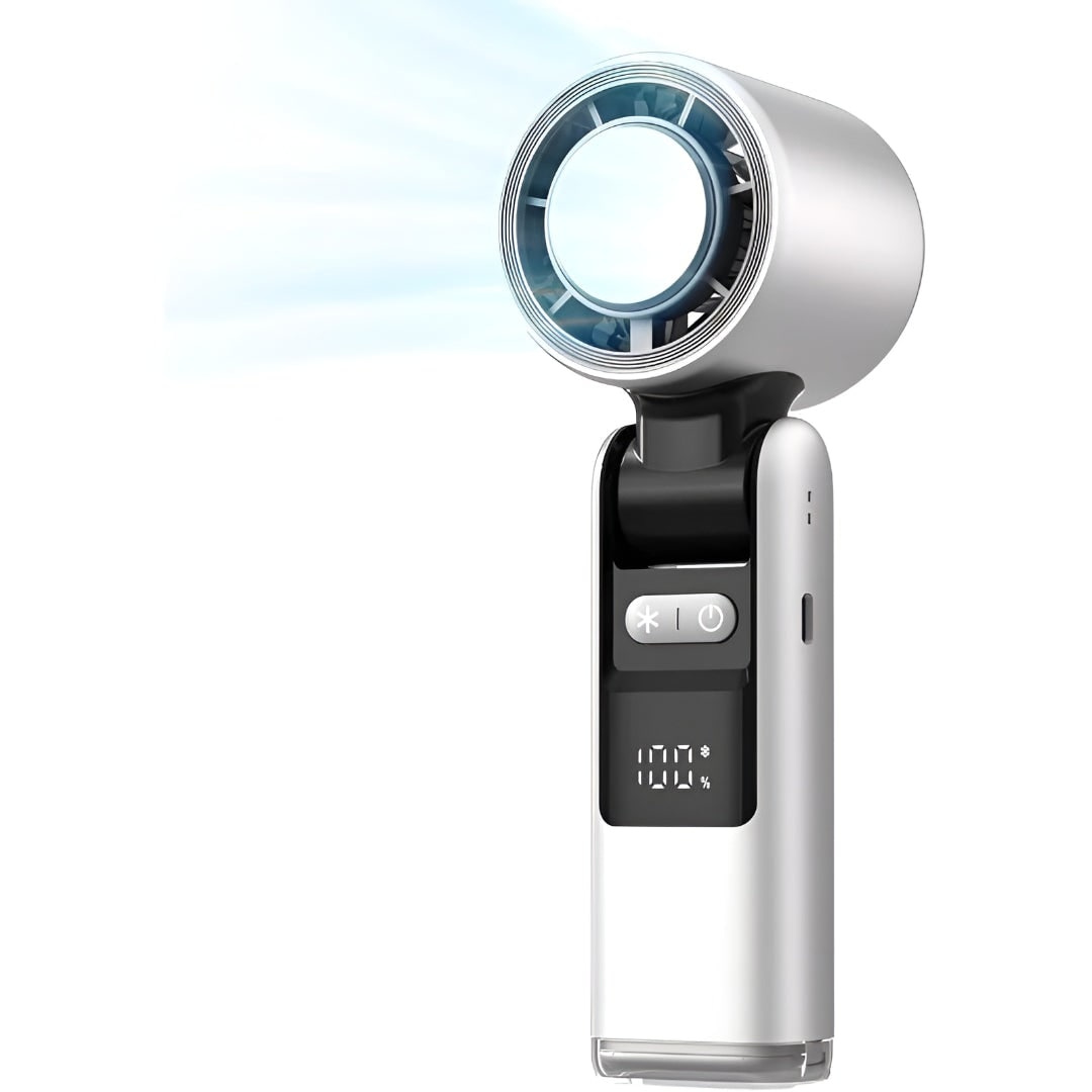 Portable Rechargeable Handheld Fan Digital Display - Image 2