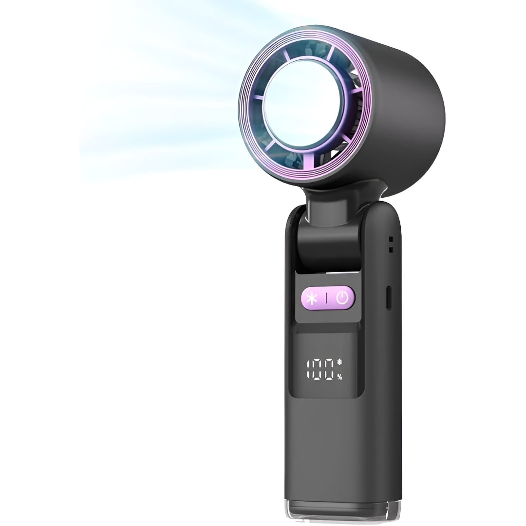Portable Rechargeable Handheld Fan Digital Display - Image 3