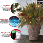 Pre-Lit Artificial Christmas Tree Urn Filler Pinecones and Lights - Image 6