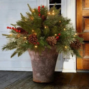 Pre-Lit LED Evergreen Urn Filler Holiday Indoor Outdoor Decoration - Image 1