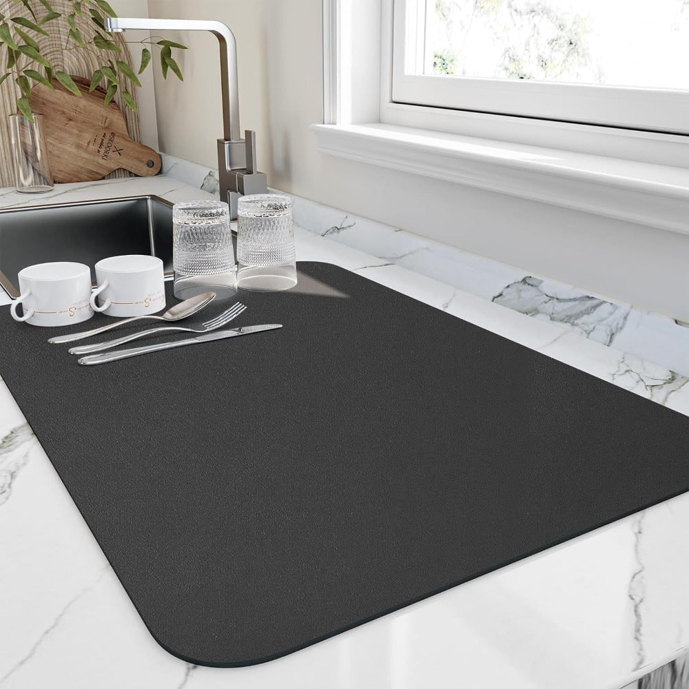 Quick Dry Kitchen Dish Mat Absorbent Rubber Backing Countertop - Image 3