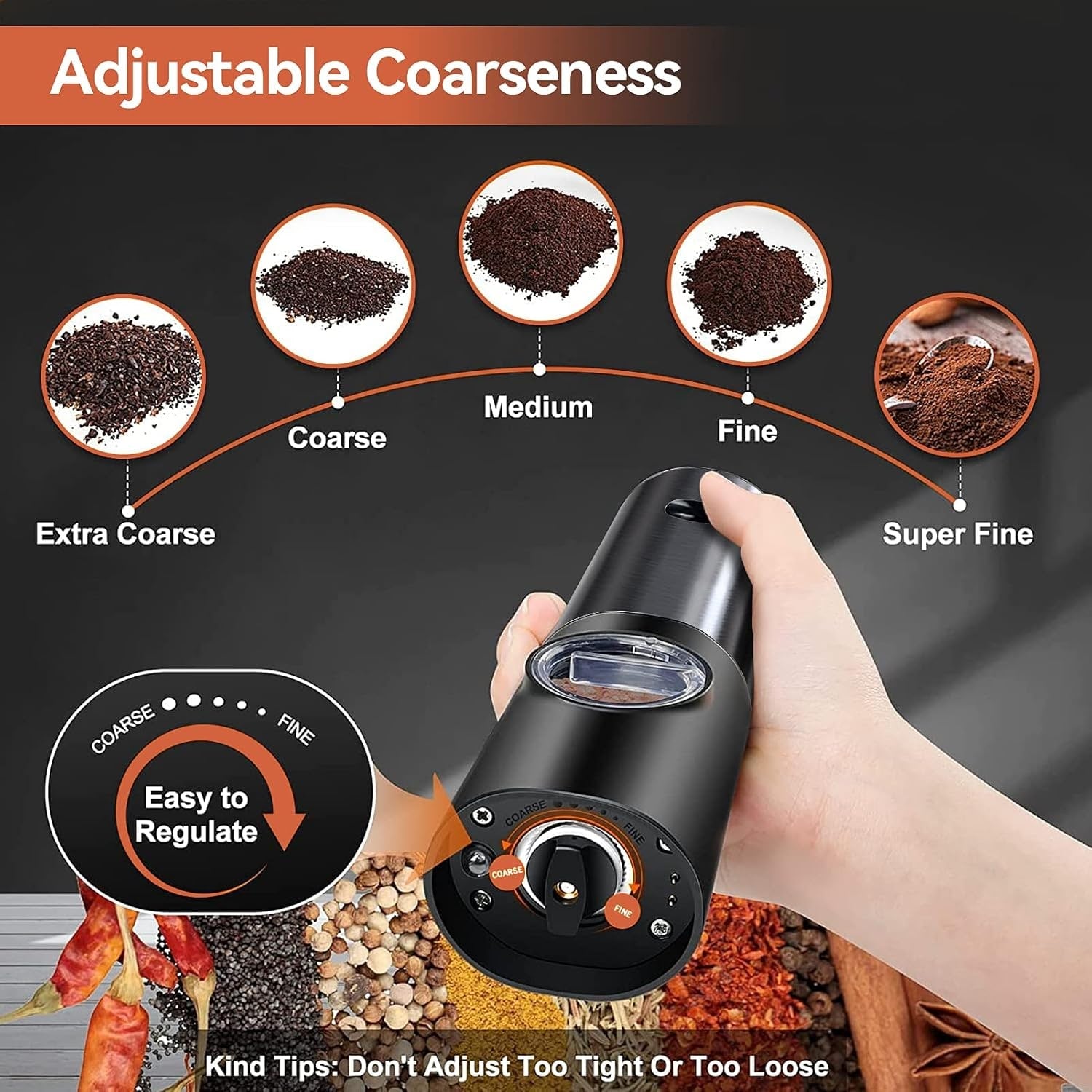 Rechargeable Electric Salt and Pepper Grinder Set Kitchen Use - Image 6