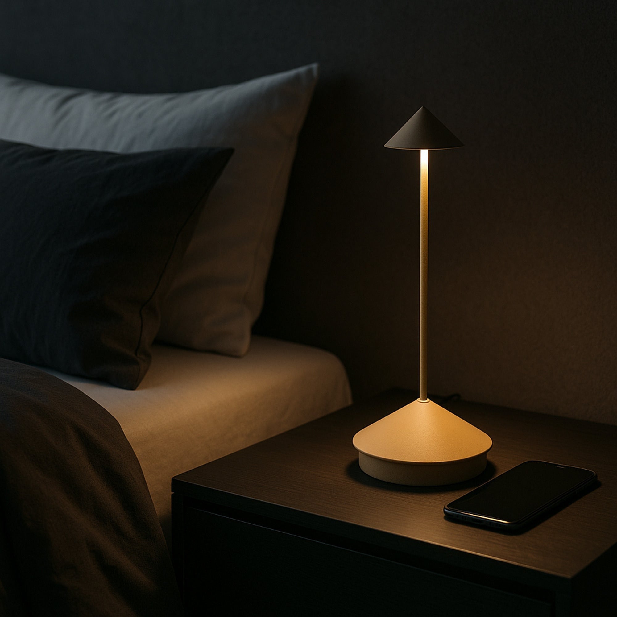 Rechargeable Table Lamp Touch Dimming Conical Shade - Image 4