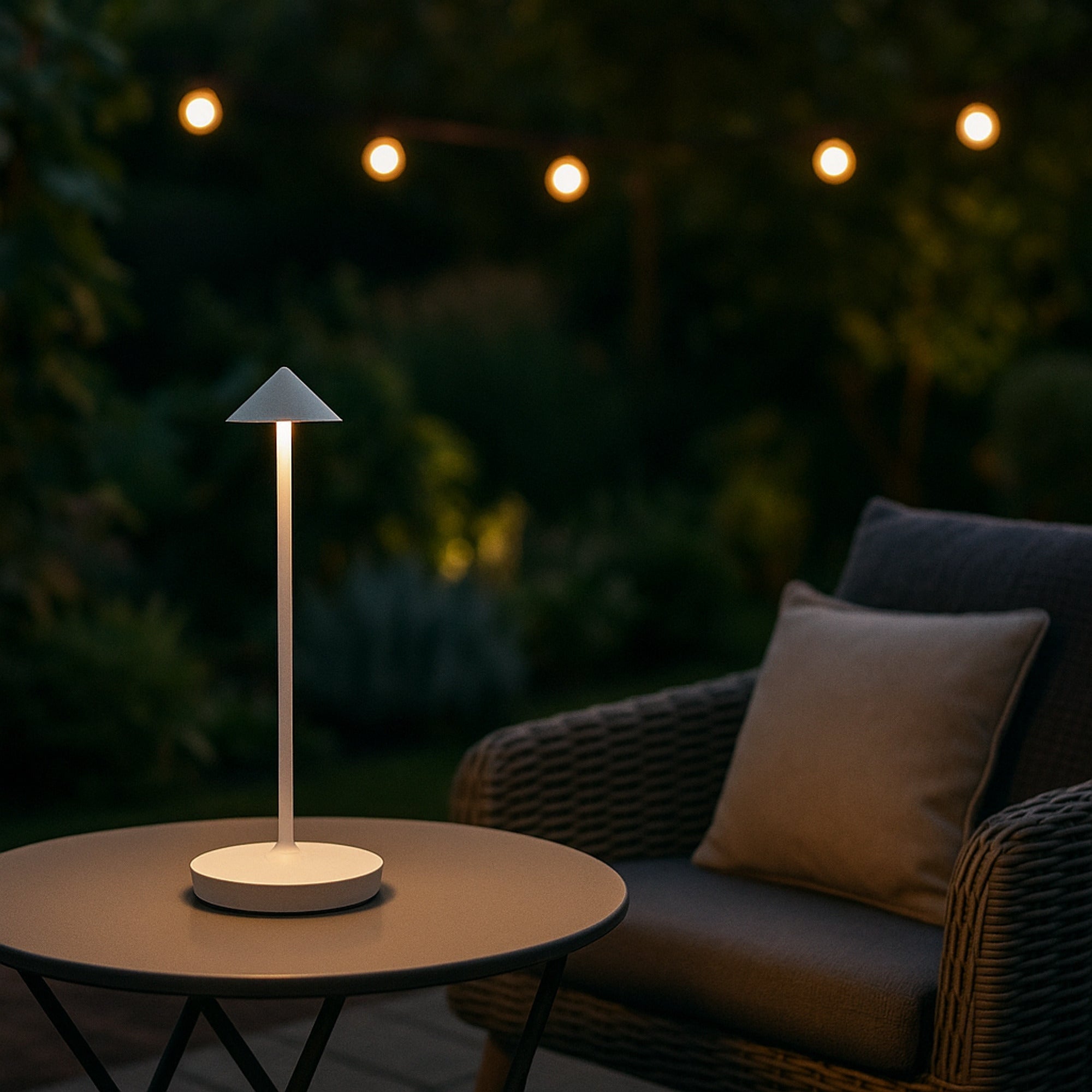 Rechargeable Table Lamp Touch Dimming Conical Shade - Image 5