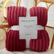 Red Striped Fleece Blanket Striped Fleece Throw Soft Fleece Blanket - Image 1