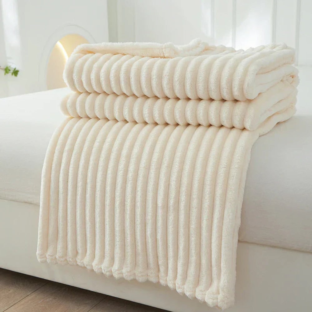 Red Striped Fleece Blanket Striped Fleece Throw Soft Fleece Blanket - Image 11