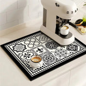 Retro Coffee Mat Absorbent Design Kitchen Countertop Use - Image 1