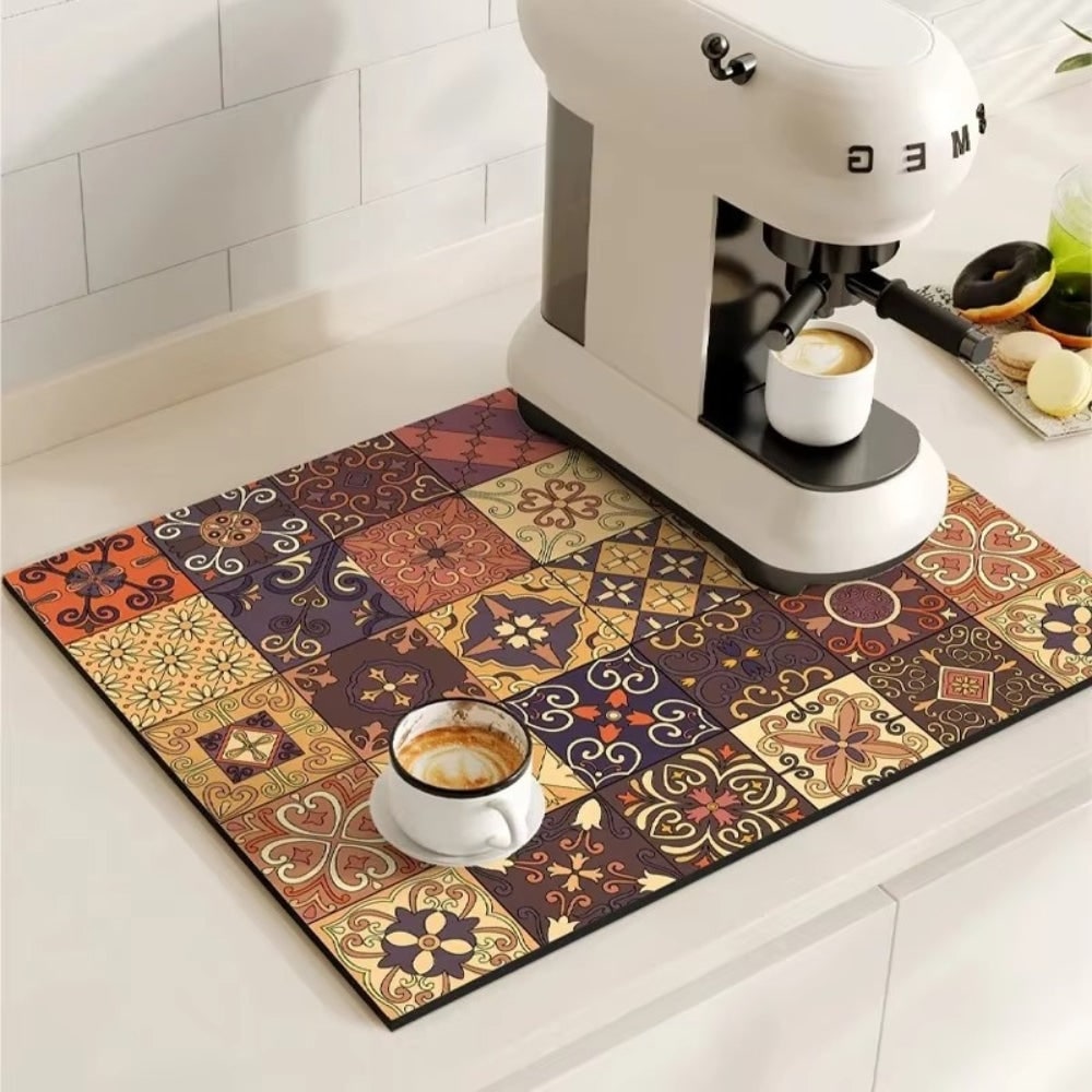 Retro Coffee Mat Absorbent Design Kitchen Countertop Use - Image 12