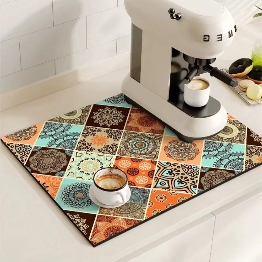Retro Coffee Mat Absorbent Design Kitchen Countertop Use - Image 13