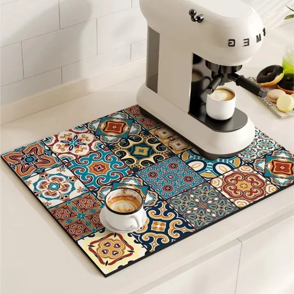 Retro Coffee Mat Absorbent Design Kitchen Countertop Use - Image 3