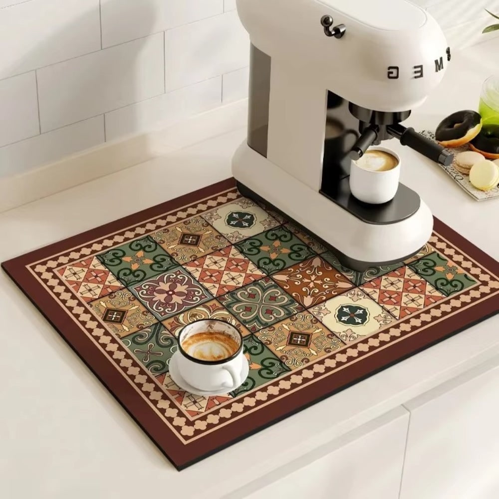 Retro Coffee Mat Absorbent Design Kitchen Countertop Use - Image 7