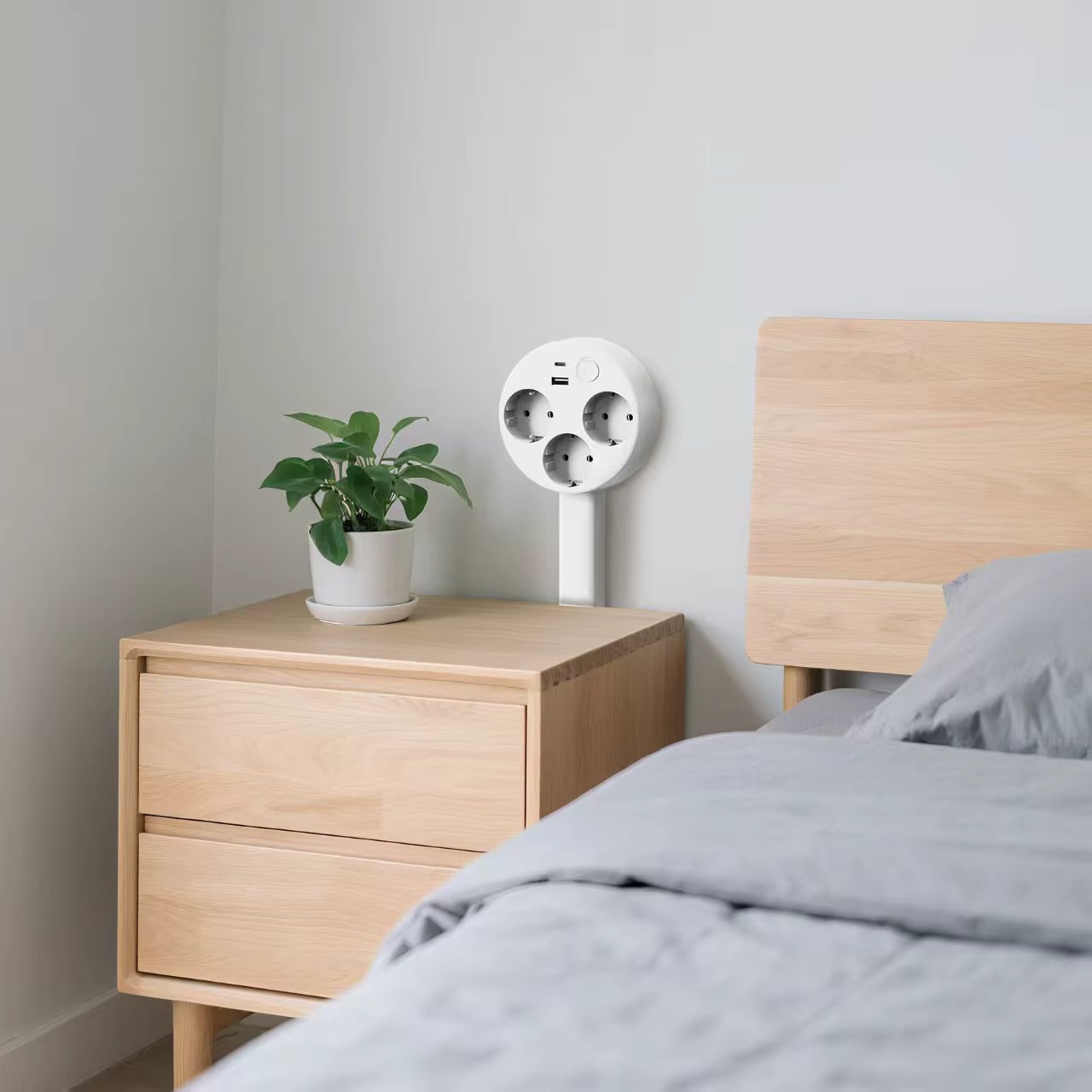 Smart Extendable Power Outlet Modern Home Use White Design - Image 1