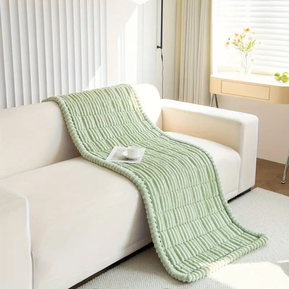 Sofa Cover Couch Cover Plush Pleated Edge Slipcover Protector - Image 11
