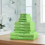 Soft Green Cotton Bath Towel Set 10-Piece Collection Home Use - Image 1